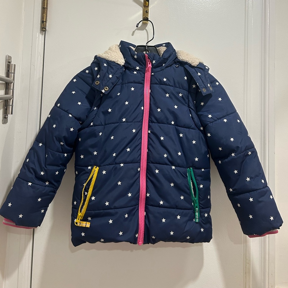 Mini Boden Navy Star Jacket with Cream Lining